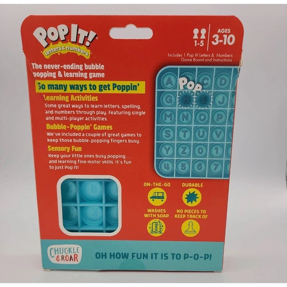 Chuckle & Roar‎ Pop It! Letters Numbers Educational Travel Fidget & Sensory Game